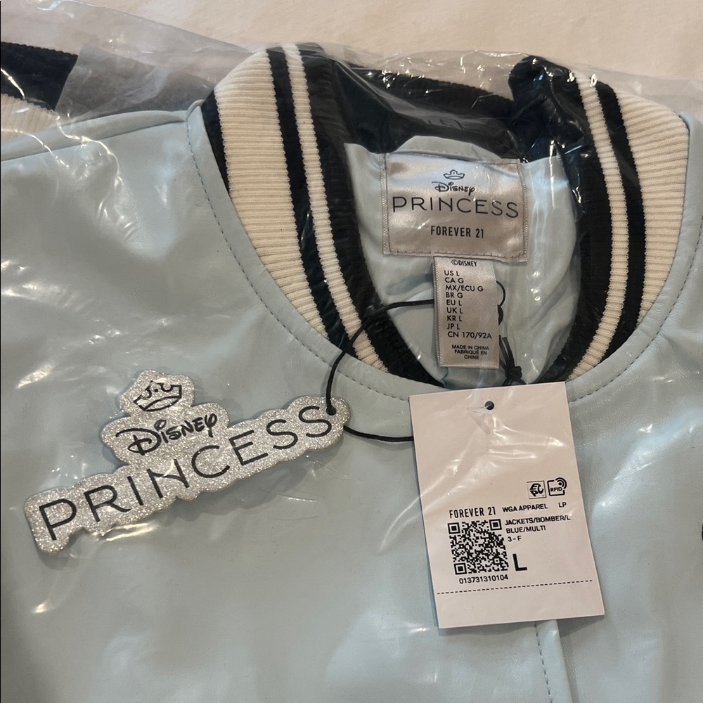Forever 21 - Disney Cinderella Light Blue Varsity Jacket with Black & Cream Trim - Picture 4 of 4